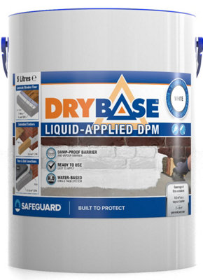 Drybase Liquid Damp Proof Membrane (5L, White) - Damp Proof Paint for Interior Walls and Floors. Waterproof Paint.