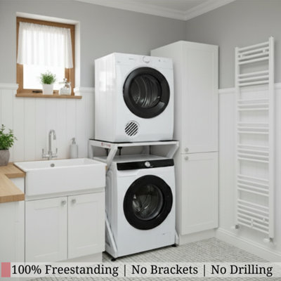 DryerStand Maxi Universal Washing Machine Stacking Kit & Tumble Dryer Frame, Freestanding, No Drilling, Fits UK Front Loaders