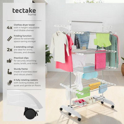 Drying Rack Odelia - with wheels, foldable, 4 tiers - white/chrome