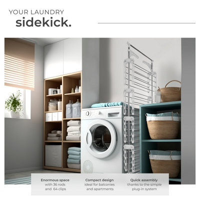Drying Rack Odelia - with wheels, foldable, 4 tiers - white/chrome