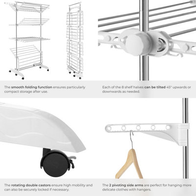 Drying Rack Odelia - with wheels, foldable, 4 tiers - white/chrome