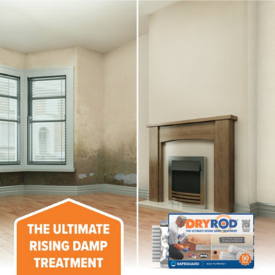 Dryrod Damp Proofing Rods (10 pack) - BBA-Approved Rising Damp Treatment, Stronger than DPC injection creams. Coverage 1.2m