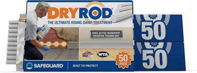 Dryrod Damp Proofing Rods (150 pack) - BBA-Approved Rising Damp Treatment, Stronger than DPC injection creams.