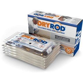 Dryrod Damp Proofing Rods (50 pack) - BBA-Approved Rising Damp Treatment, Stronger than DPC injection creams. Coverage 6m