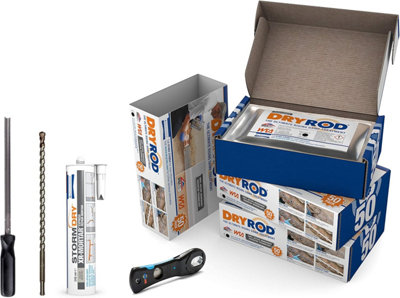 Dryrod Damp Proofing Rods DPC Kit: Treats 18 Linear metres (9" Wall) - BBA Approved Rising Damp Treatment