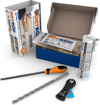 Dryrod Damp Proofing Rods DPC Kit: Treats 6 Linear metres (9" Wall) - BBA Approved Rising Damp Treatment