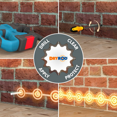 Dryrod Damp Proofing Rods DPC Kit: Treats 6 Linear metres (9" Wall) - BBA Approved Rising Damp Treatment