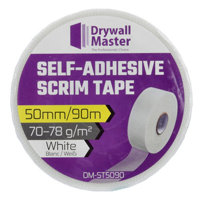 Drywall Master Self-Adhesive Scrim Tape White Heavy Duty Fiberglass 50mm x 90m DM-ST5090