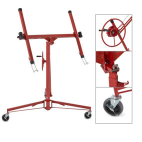 Drywall Plasterboard Lifter with Wheels,11FT Portable Drywall Hoist Jack Tool,68KG Lifting Capacity Heavy Duty Drywall Lifter,Red