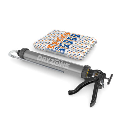 Dryzone 600ml Packs and Gun x 5 Pack - High Strength DPC Injection Cream and Applicator Gun