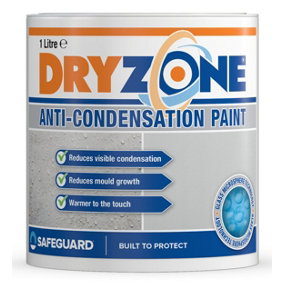 Dryzone Anti Condensation Paint (1 Litre, White, Matt Finish) Thermal Paint that helps prevent mould and fungal growth