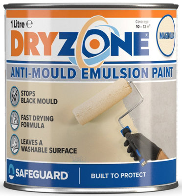 Dryzone Anti Mould Paint (1 Litre, Magnolia) - 5 Years Protection Against Mould Growth on Walls and Ceiling. 10m² - 12m² coverage