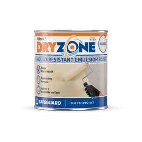 Dryzone Anti Mould Paint (1 Litre, Magnolia) - 5 Years Protection Against Mould Growth on Walls and Ceiling. 10m² - 12m² coverage