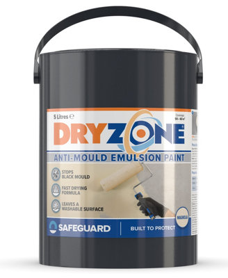 Dryzone Anti Mould Paint (5 Litre, Magnolia) - 5 Years Protection Against Mould Growth on Walls and Ceiling. 50m² - 60m² Coverage