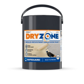 Dryzone Anti Mould Paint (5 Litre, Magnolia) - 5 Years Protection Against Mould Growth on Walls and Ceiling. 50m² - 60m² Coverage