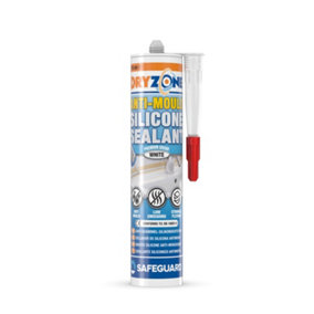 Dryzone Anti-Mould Silicone Sealant (310ml, White) - Long-Lasting, Waterproof and Low VOC. Ideal for Bathrooms and Kitchens