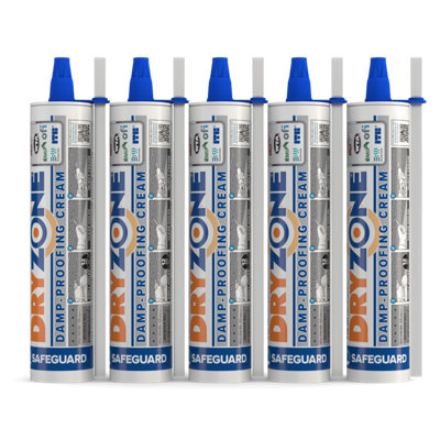 Dryzone Damp Proofing Cream (DPC) - 310 x (5Pack) - High-Strength Injection Cream for Rising Damp Treatment. BBA & WTA Approved