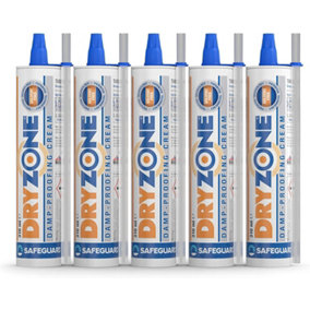 Dryzone Damp Proofing Cream (DPC) - 310 x (5Pack) - High-Strength Injection Cream for Rising Damp Treatment. BBA & WTA Approved