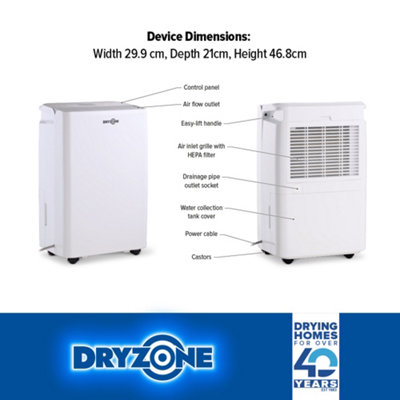 Dryzone High-Capacity Dehumidifier - 12L - SGS-Certified, Energy-Efficient, Low Noise, with Laundry Mode & Smart Humidity Control