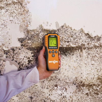 Dryzone Moisture Meter - Damp Meter Detector for Wood, Masonry & Other Building Materials. Easy-to-Read Backlit LCD Display