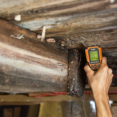 Dryzone Moisture Meter - Damp Meter Detector for Wood, Masonry & Other Building Materials. Easy-to-Read Backlit LCD Display
