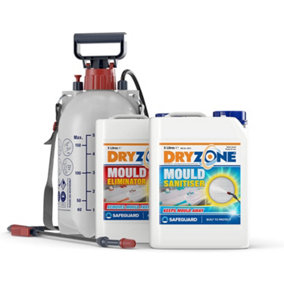 Dryzone Mould Remover and Prevention Kit - 2 x 5L & Sprayer - The Definitive Long-Term Solution to Mould and Mildew