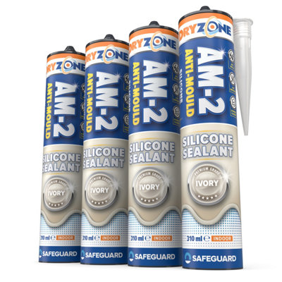 Dryzone Silicone Sealant Ivory Anti Mould 310ml x 4 Pack Waterproof ...