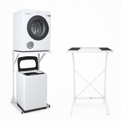DS Dryerstands Adjustable, Universal Freestanding Tumble Dryer Stacking Kit, 75kg Heavy Duty Support, White