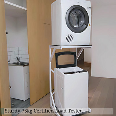 DS Dryerstands Adjustable, Universal Freestanding Tumble Dryer Stacking Kit, 75kg Heavy Duty Support, White