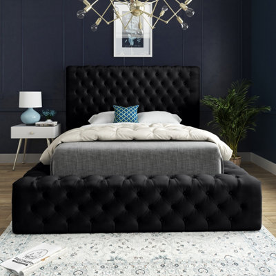 Black tufted on sale storage bed