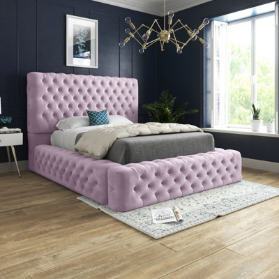 Pink velvet platform bed hotsell