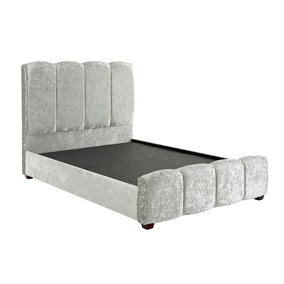 DS Living Chloe Panel Luxury Crushed Velvet Upholstered Bed Frame Bling Silver