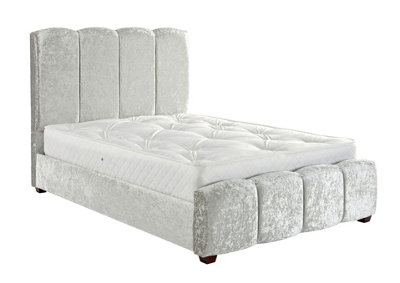 DS Living Chloe Panel Luxury Crushed Velvet Upholstered Bed Frame Bling Silver