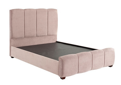 DS Living Chloe Panel Luxury Crushed Velvet Upholstered Bed Frame Dusty Pink