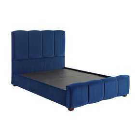 DS Living Chloe Panel Luxury Crushed Velvet Upholstered Bed Frame Marine Blue