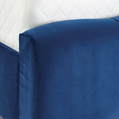 DS Living Chloe Panel Luxury Crushed Velvet Upholstered Bed Frame Marine Blue