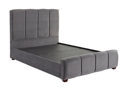 DS Living Chloe Panel Luxury Crushed Velvet Upholstered Bed Frame Steel Grey