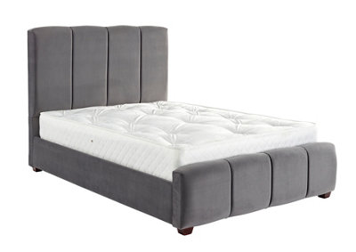 DS Living Chloe Panel Luxury Crushed Velvet Upholstered Bed Frame Steel Grey