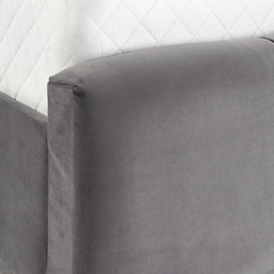 DS Living Chloe Panel Luxury Crushed Velvet Upholstered Bed Frame Steel Grey