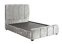 DS Living Chloe Panel Luxury Crushed Velvet Upholtered Bed Frame Bling Pewter