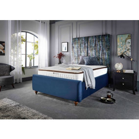 DS Living Lucia Upholstered Soft Plush Blue Velvet Luxury Bed Frame 4FT6 Double