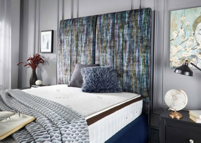 DS Living Lucia Upholstered Soft Plush Blue Velvet Luxury Bed Frame 6FT Super King