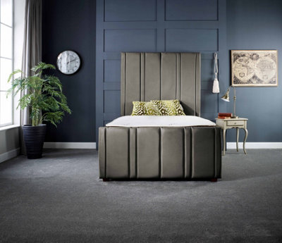 DS Living Lucinda 5FT King Size Luxury Upholstered Bed Frame Charcoal Grey Soft Touch Velvet
