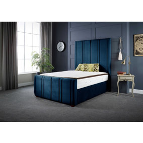 DS Living Lucinda Luxury Upholstered Bed Frame in Royal Blue Soft Touch Velvet 4FT6 Double