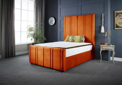 Orange deals velvet headboard