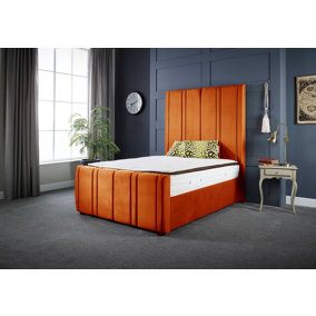 DS Living Lucinda Upholstered Bed Frame Burnt Orange Soft Touch Velvet 4FT Small Double