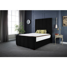DS Living Lucinda Upholstered Soft Plush Black Velvet Luxury Bed Frame