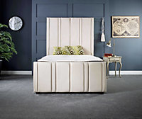 DS Living Lucinda Upholstered Soft Touch Cream Velvet Luxury 5FT King Bed Frame