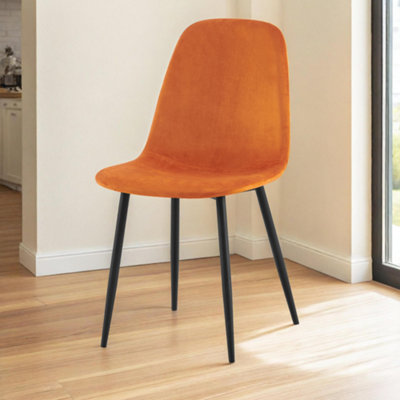 DS Living Luxe Dining Chair 2pc Apricot Orange Black Powder Legs
