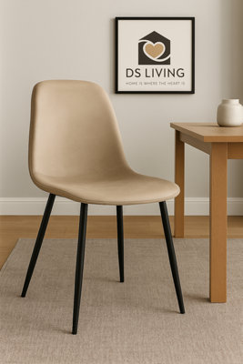 DS Living Luxe Dining Chair 2pc Sandshell Black Powder Legs